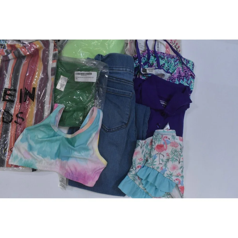 Wholesale Bulk Lot Of 17 Girls Size Medium 8/9 Mixed Season Tops Bottoms